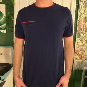 Zara Dark Blue Tee with Red Trim